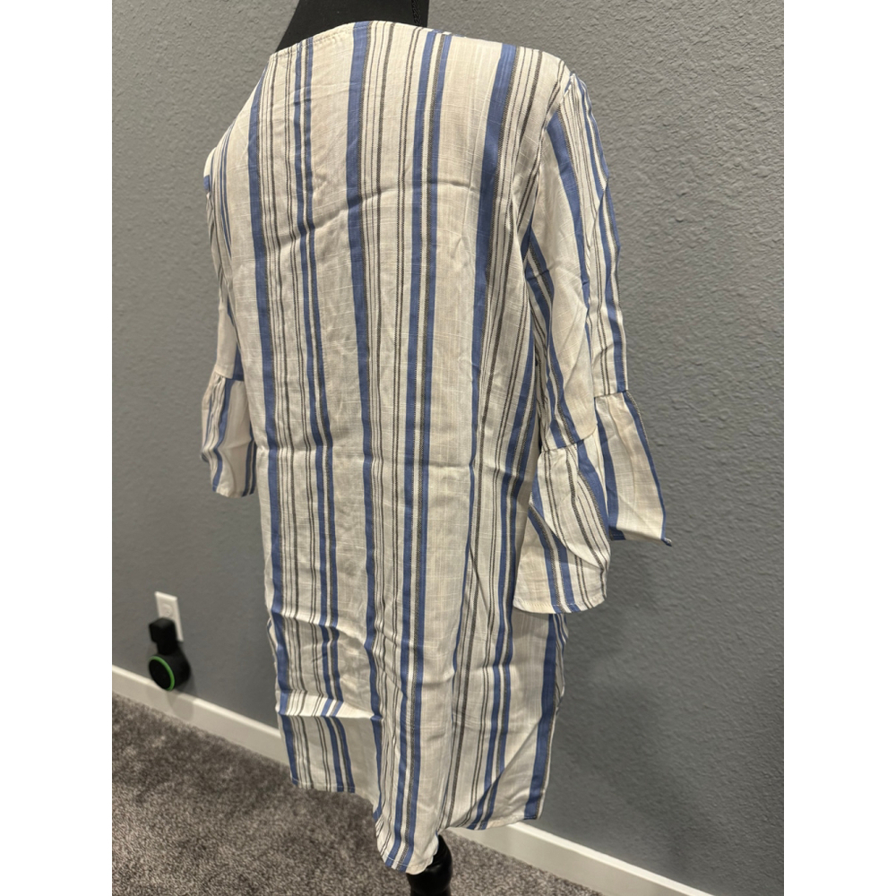 Cotton Bleu Striped Blouse with Front Knot, SZ M NWOT - Picture 8 of 11